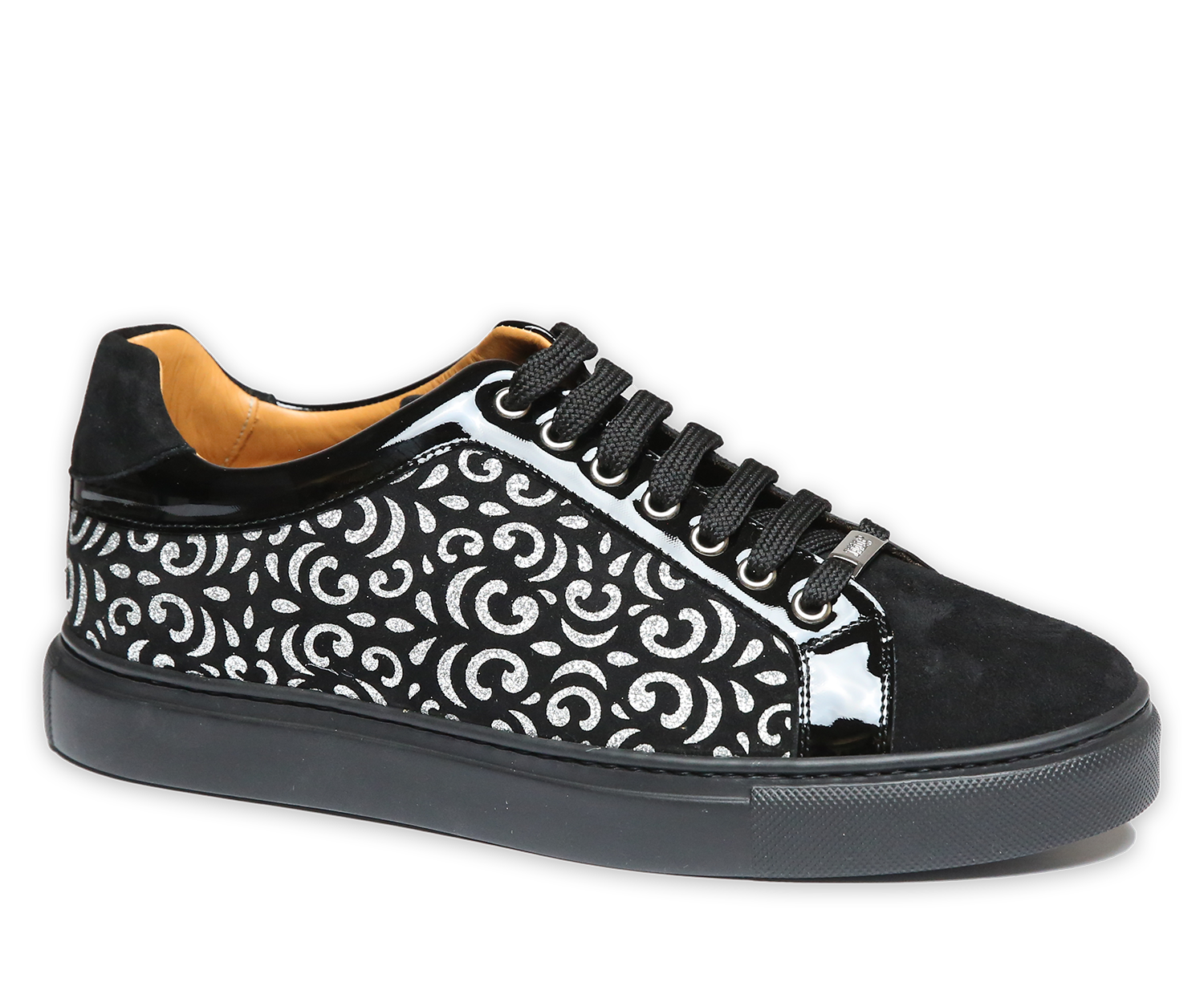 Extravagante Ledersneaker mit Glitzer