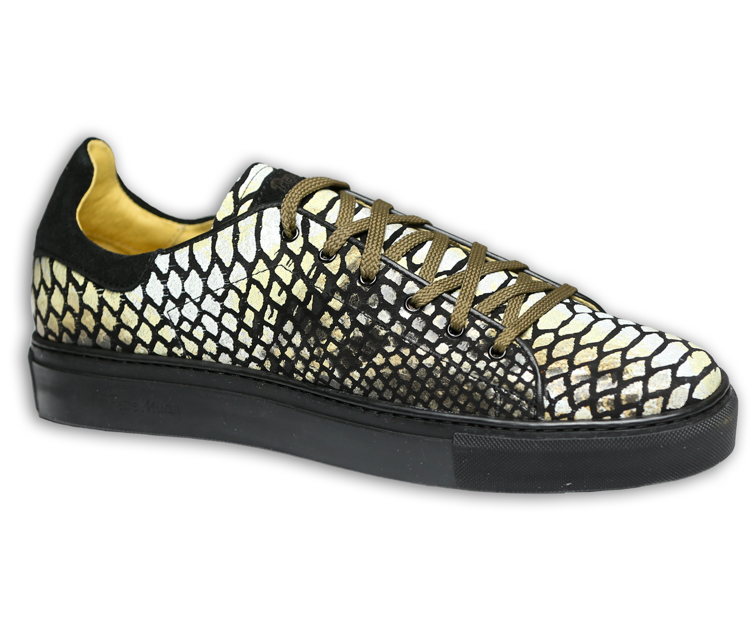 Sneaker in Schwarz/Beige im Python Print
