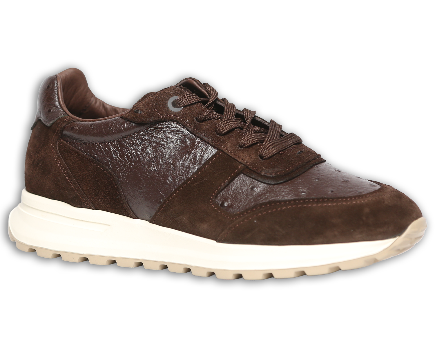 Brauner Sneaker in Straussenlederoptik