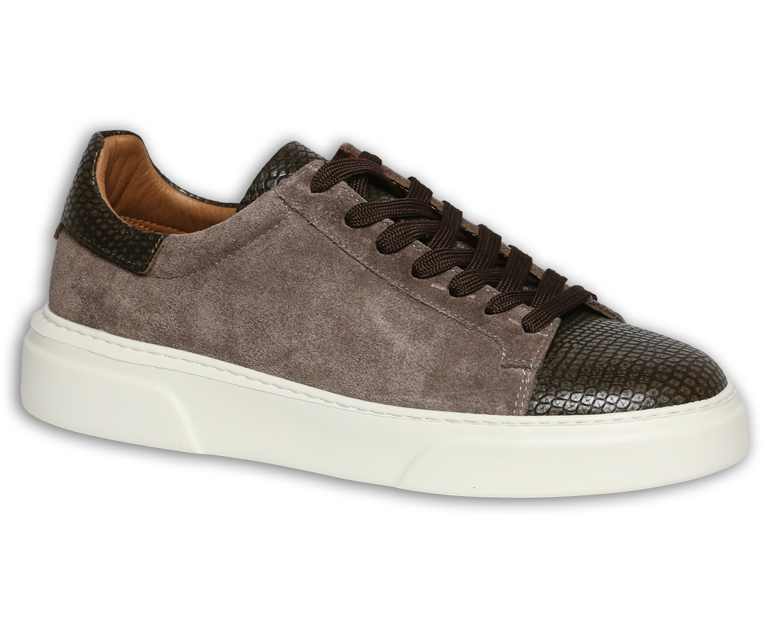 Grau/taupefarbener Ledersneaker
