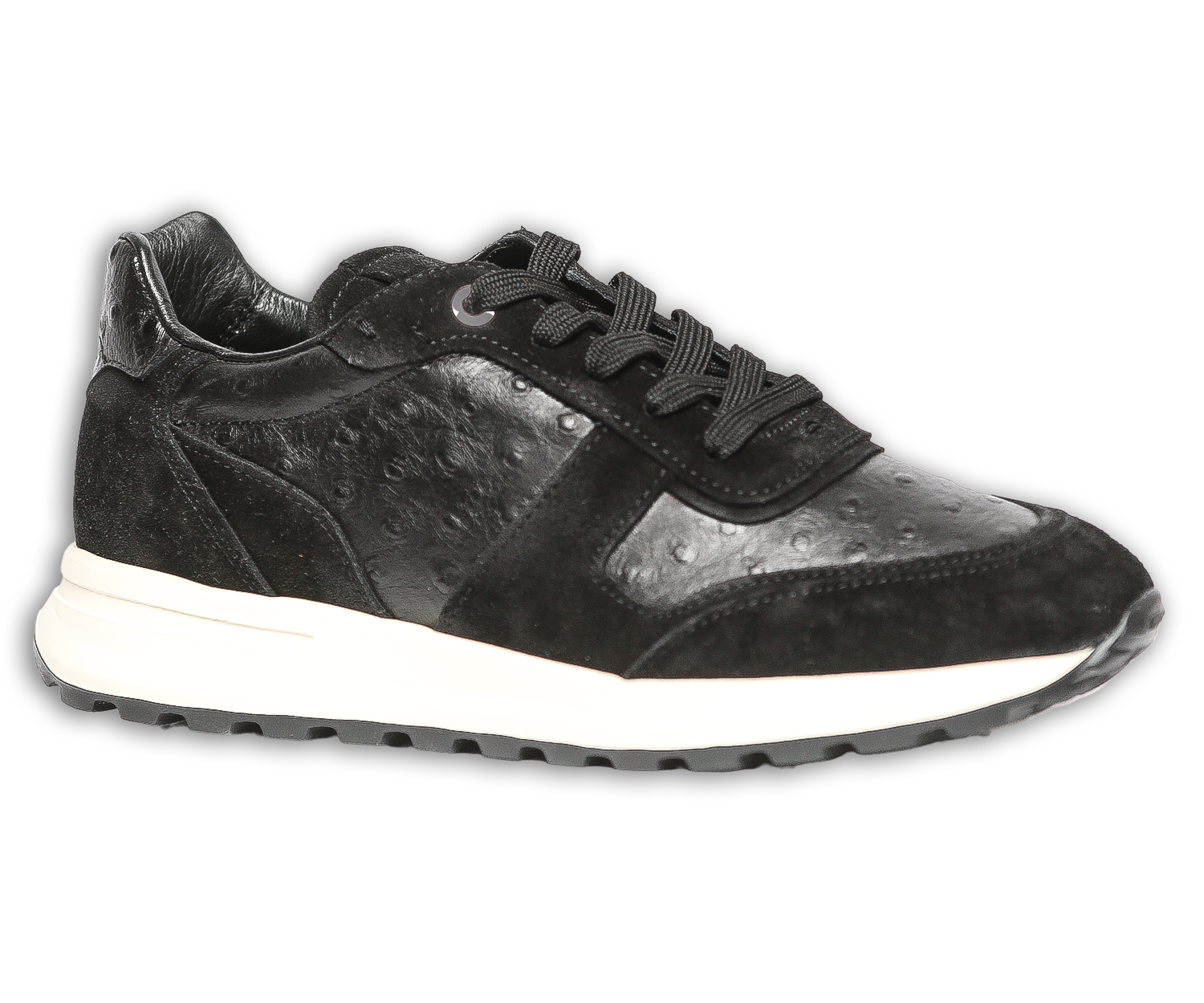 Schwarzer Sneaker in Straussenlederoptik
